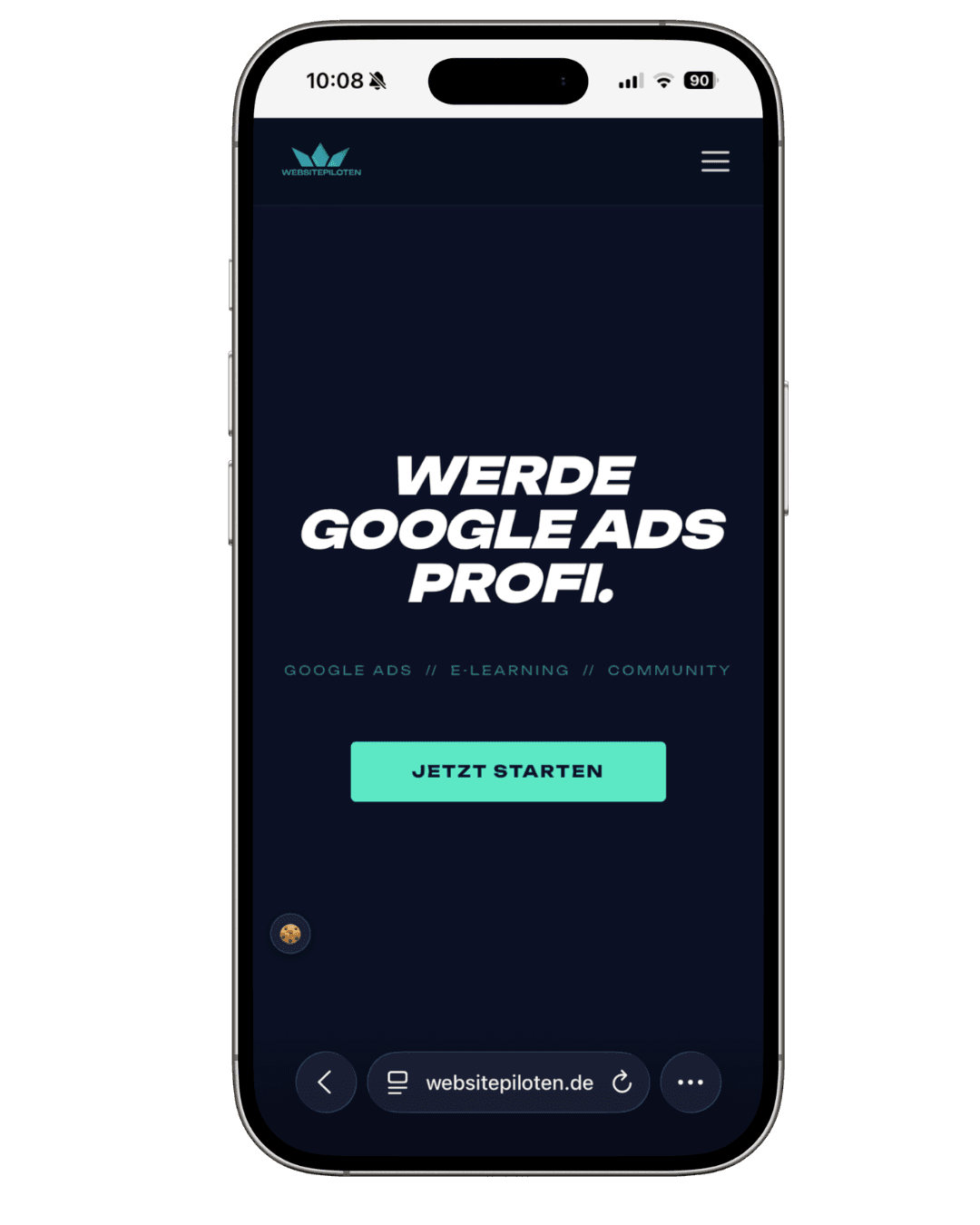 Google-Ads-E-Learning von Websitepiloten Mobile Ansicht der Websitepiloten E-Learning-Plattform für Google Ads